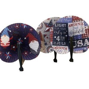 3 Mini Patriotic Paper Folding Fans Set
